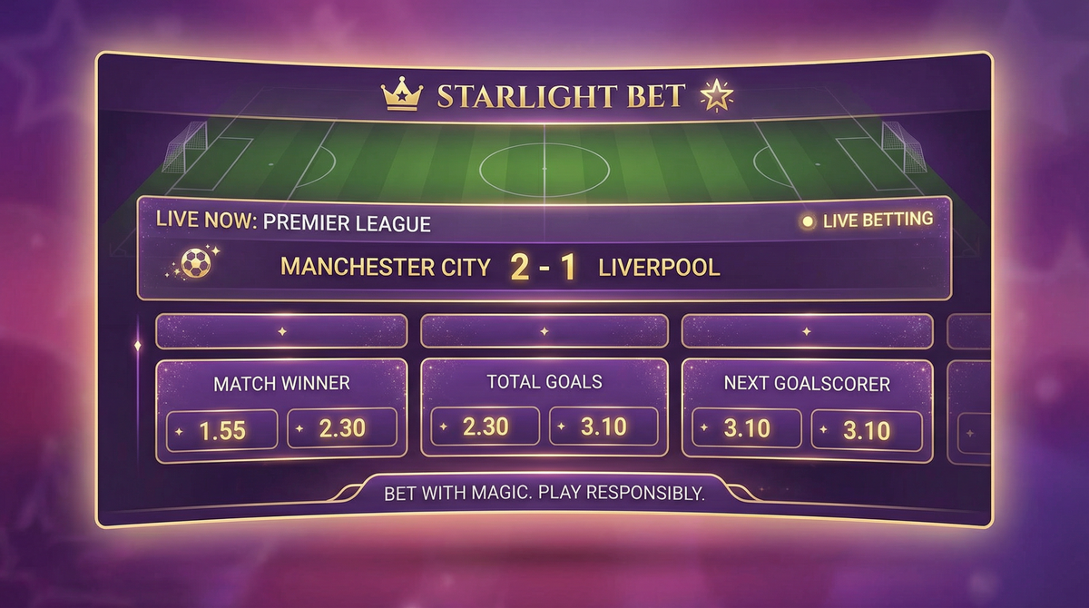 Interface de apostas esportivas mostrando partida de futebol ao vivo com odds e opções de apostas